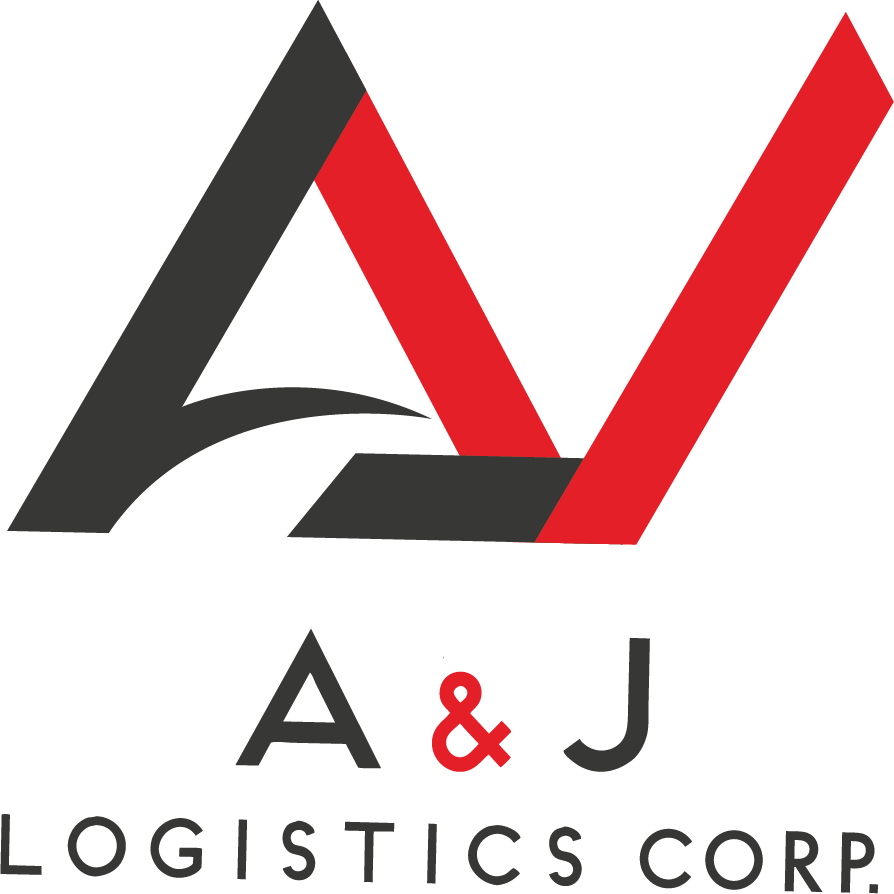 Logo with stylized 'A' and 'J' initials in black and red, with the words 'A&J Logistcs Corp.' beneath.