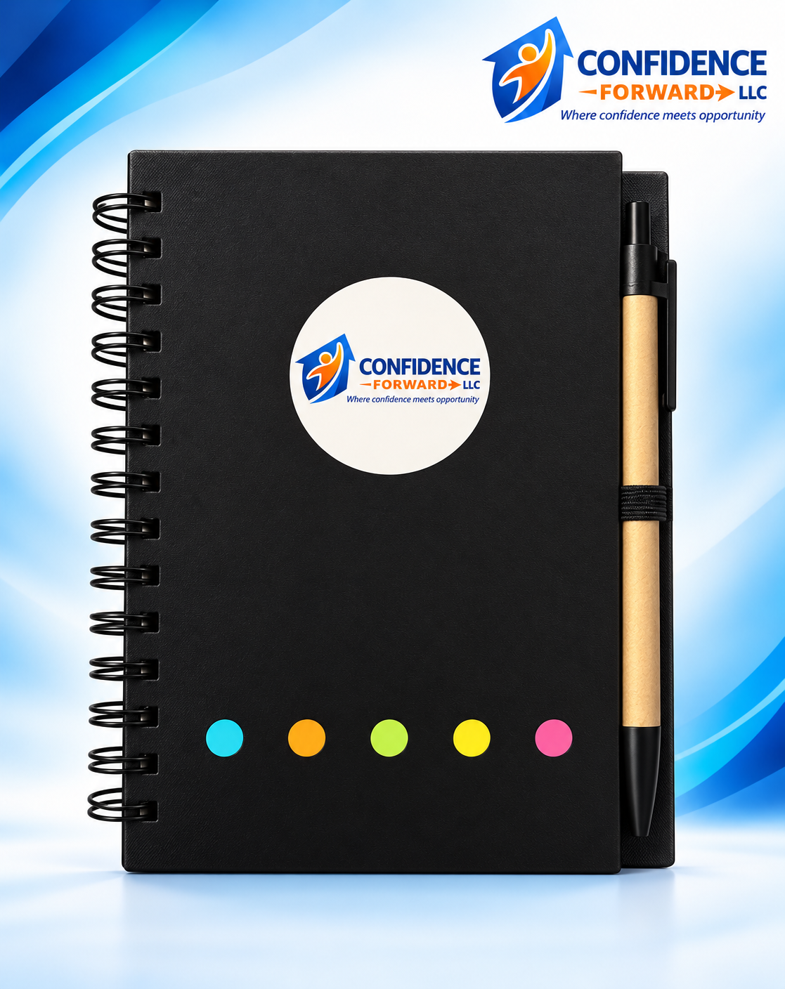 Mini Confidence Forward Journal and Pen w/ Post it notes