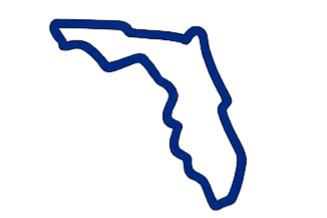 Outline map of Florida in blue.