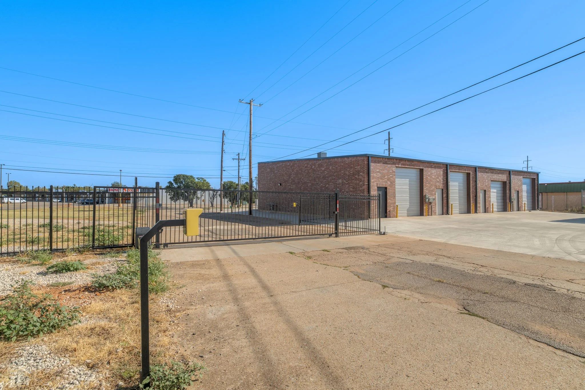 Drive-up storage unit entrances at Oak Cliff Self Storage, Oklahoma City