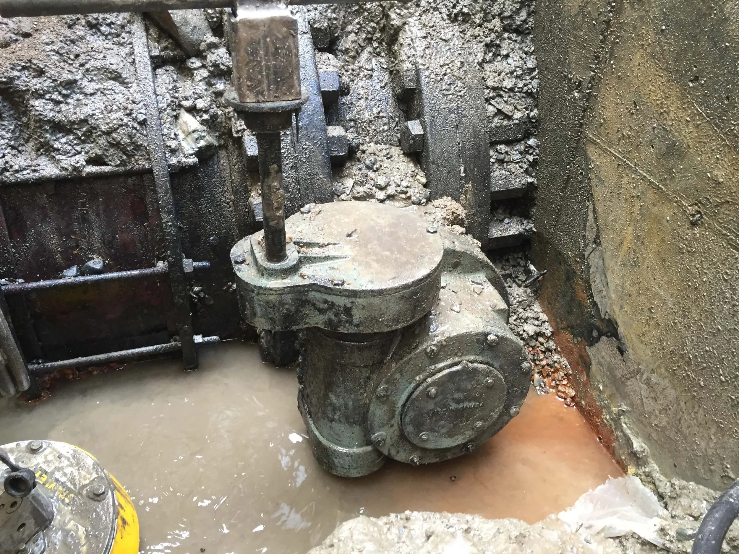 36 inch broken butterfly valve getting ready for repair.
