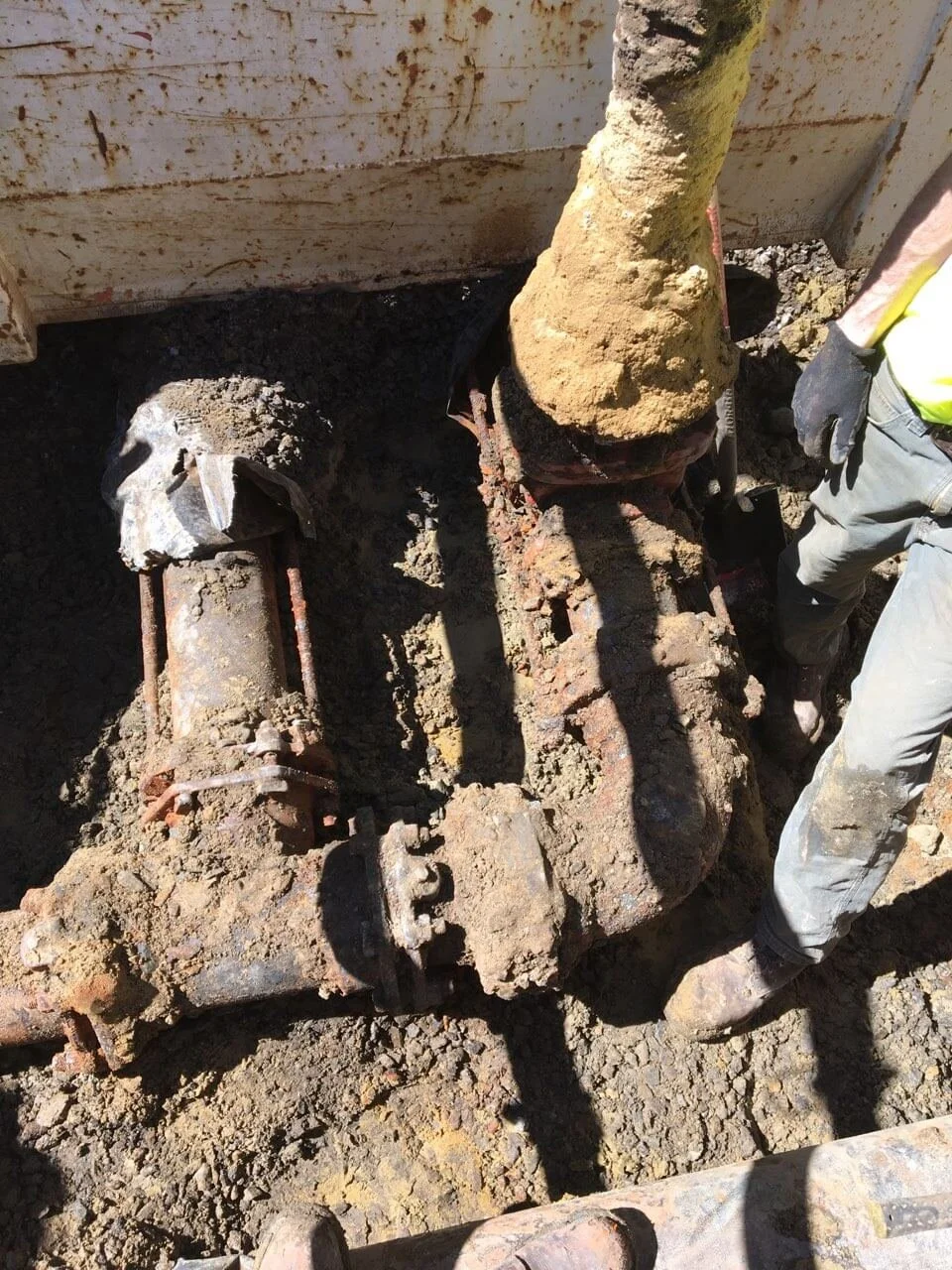 Various underground water pipes.