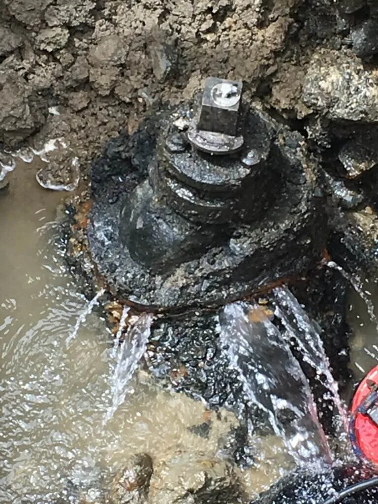 Leaking gate valve with bonnet bolts rotted away.