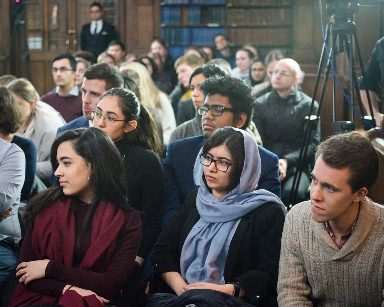 Affnafee Rahman and Malala Yousafzai at the Oxford Union. 