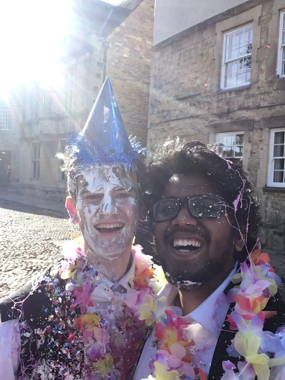 Affnafee celebrating with his friend after 1st year exams.