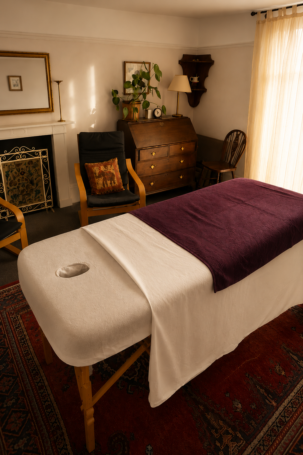 True Hands Massage space, massage table.