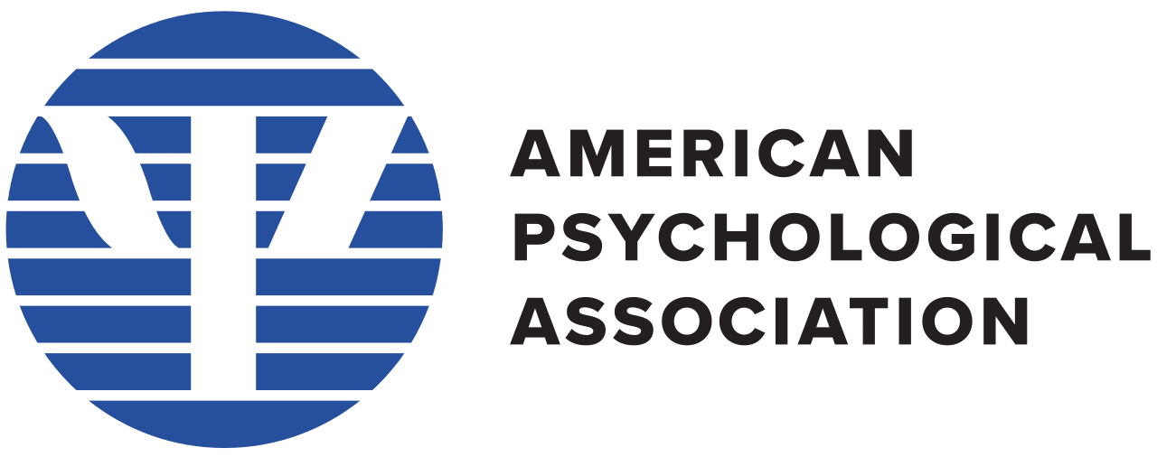 Logo of the American Psychological Association featuring a blue circle with a stylized Greek letter psi and the organization name to the right.