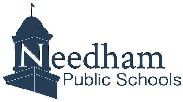 Needham Public Schools logo featuring a clock tower