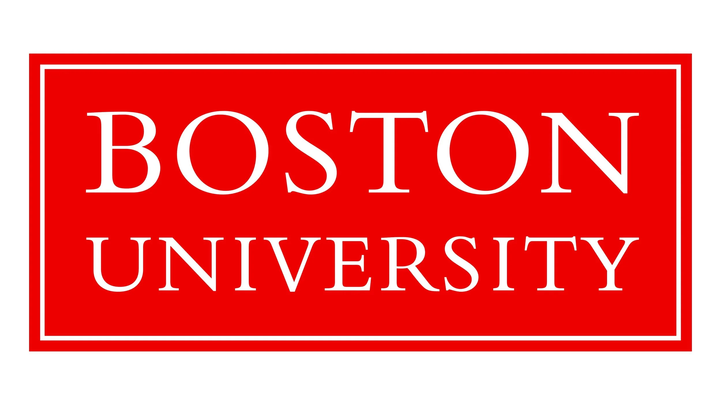 Red and white sign for Boston University.