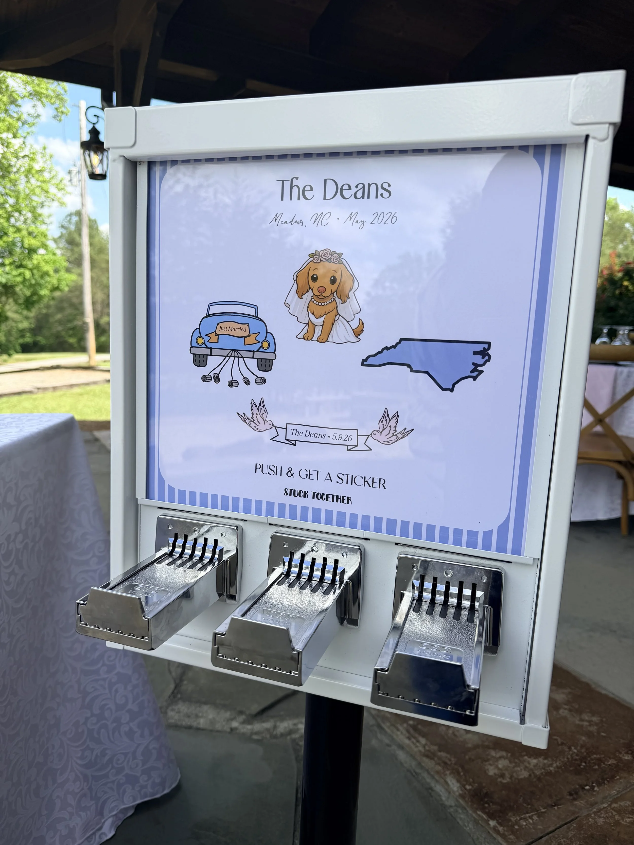 The Deans Wedding Sticker Vending Machine