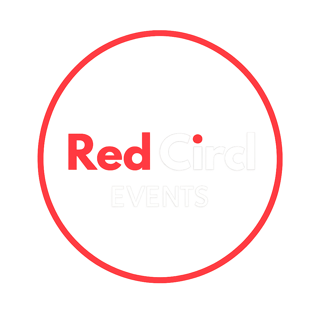 Red circular logo with the text "Red Circle Events" in white and red font.