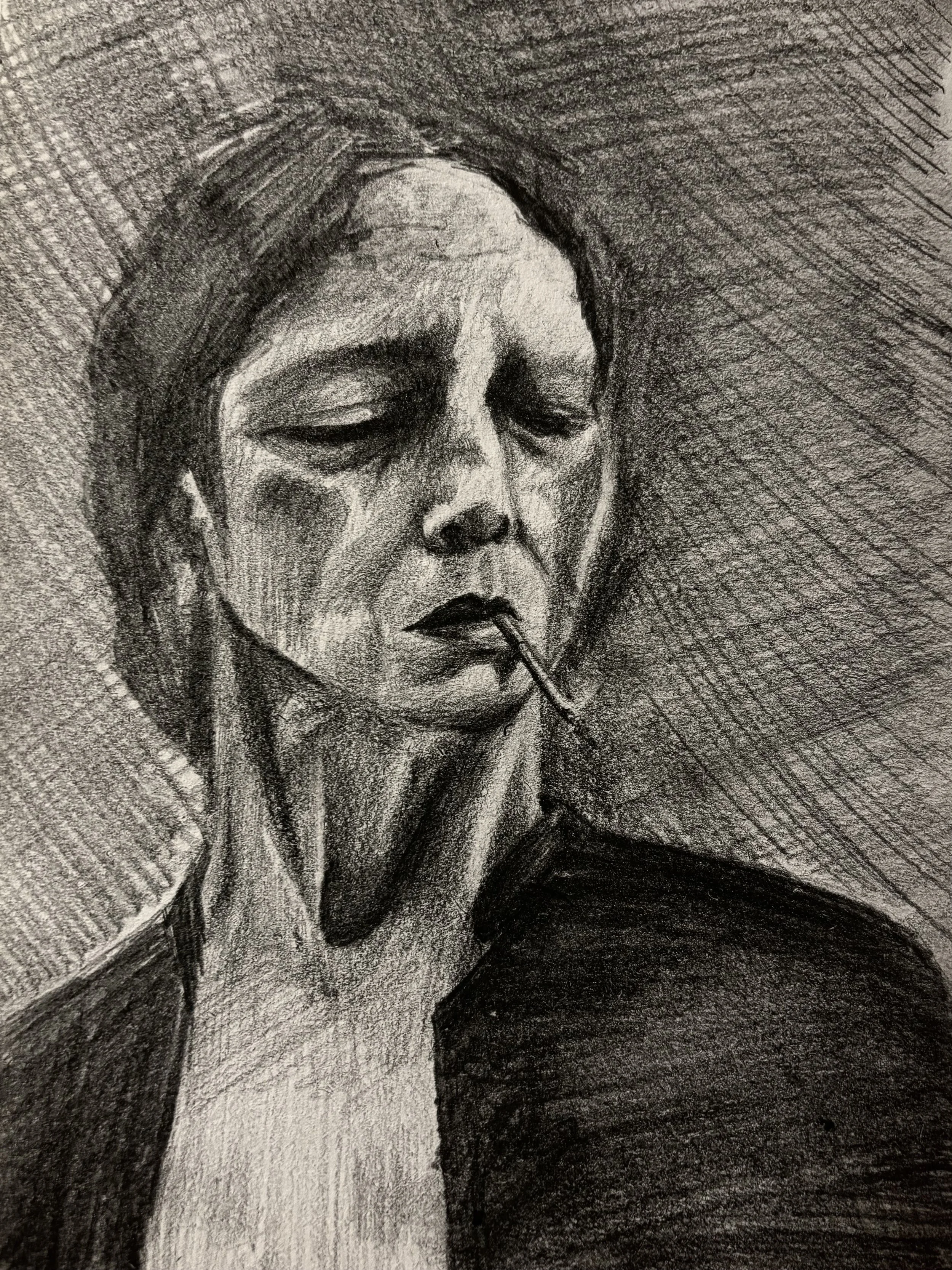 "Woman smoking cigarette" - graphite (2026) 