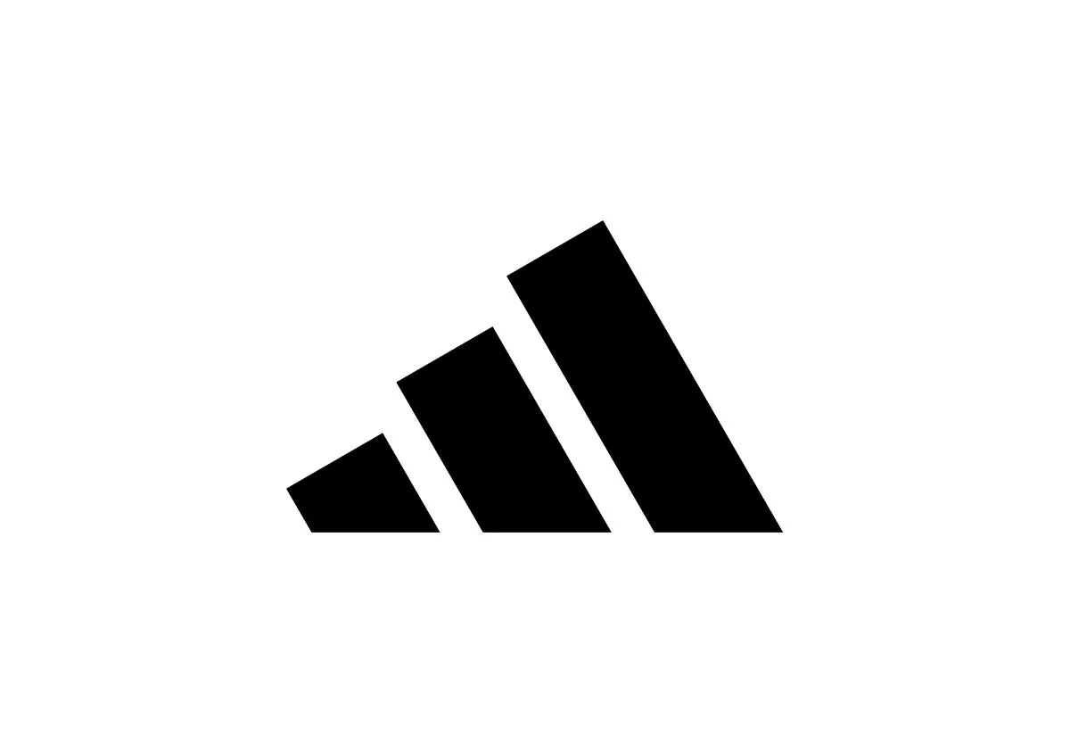 Black and white Adidas logo with three diagonal stripes