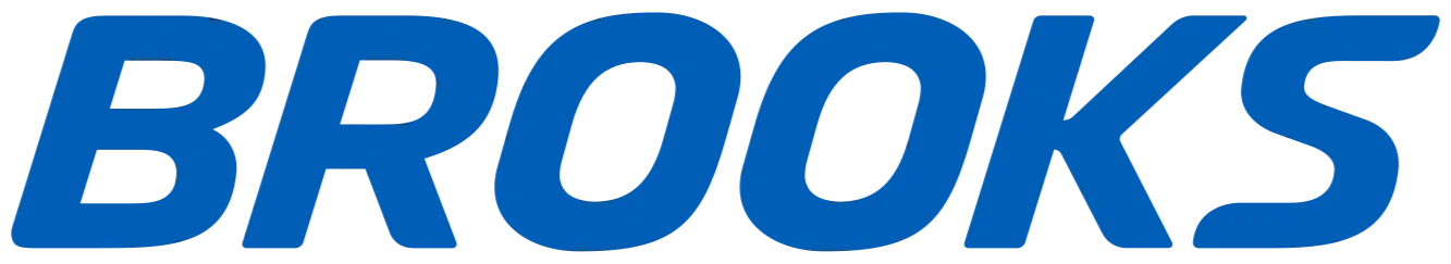 Brooks logo in blue bold capital letters