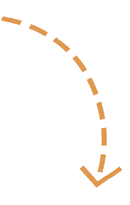 Dashed arrow pointing downward and curving to the right.