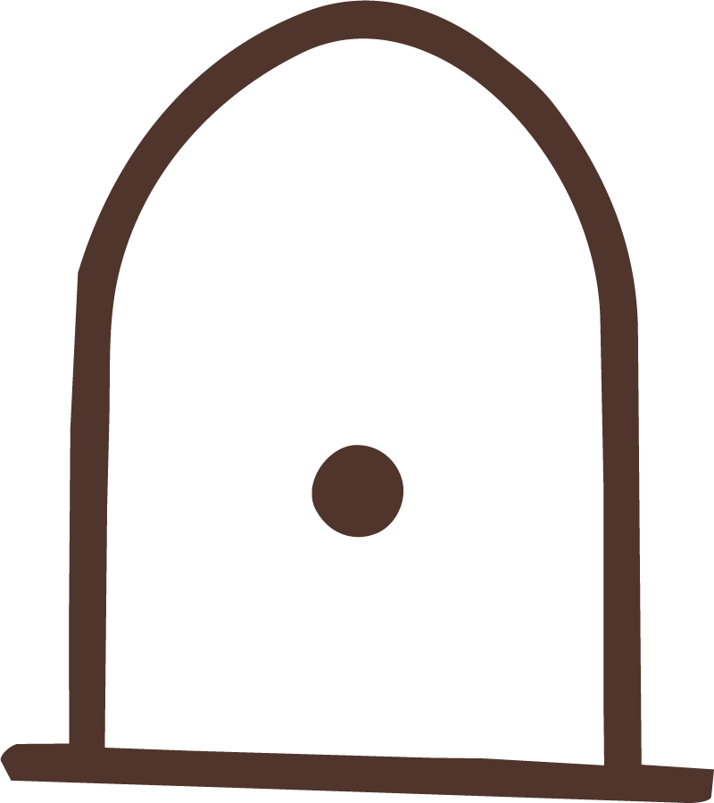 Hand-drawn threshold symbol — brand illustration from The Canopy Center representing new beginnings
