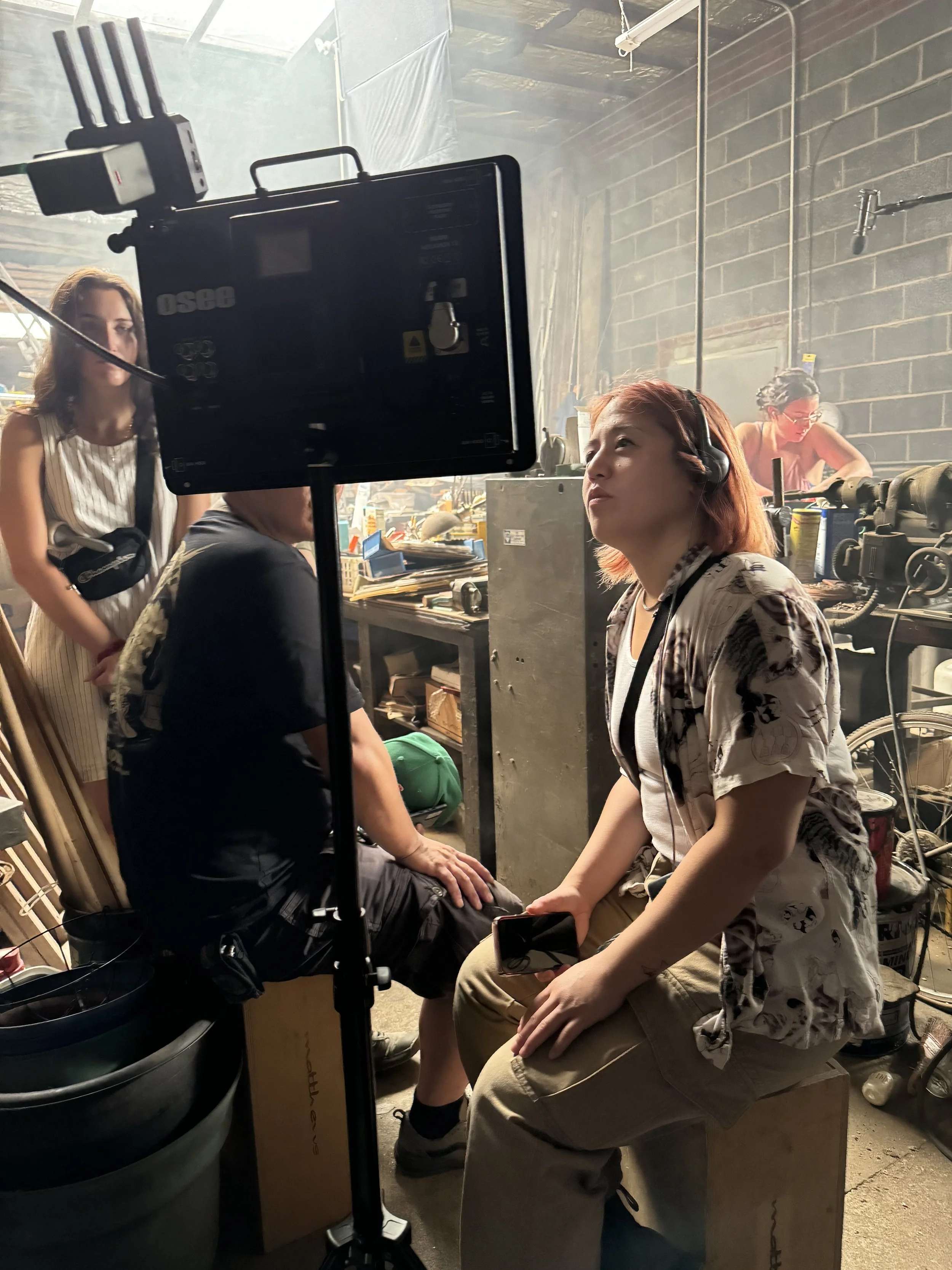 Cinder on the set of The Auditor and the Apocalypse
