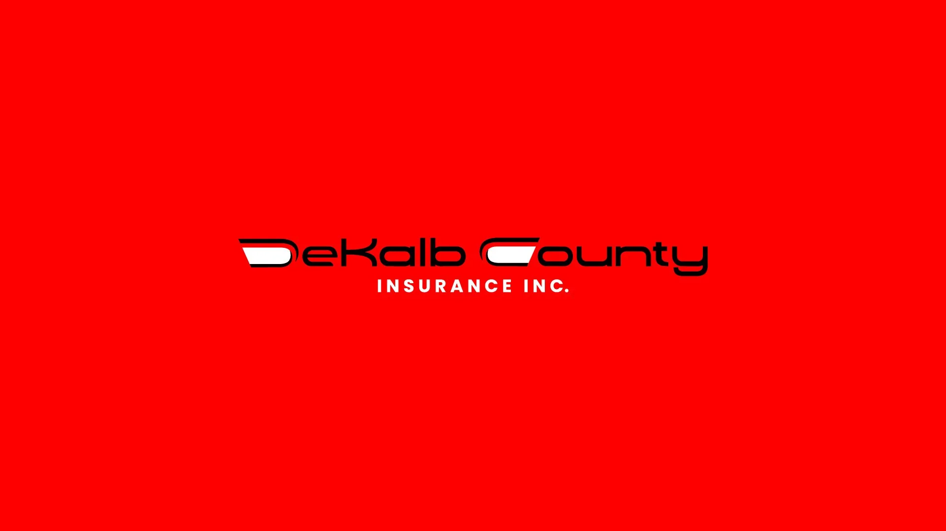 Red background with black and white text that reads "DeKalb County Insurance Inc."