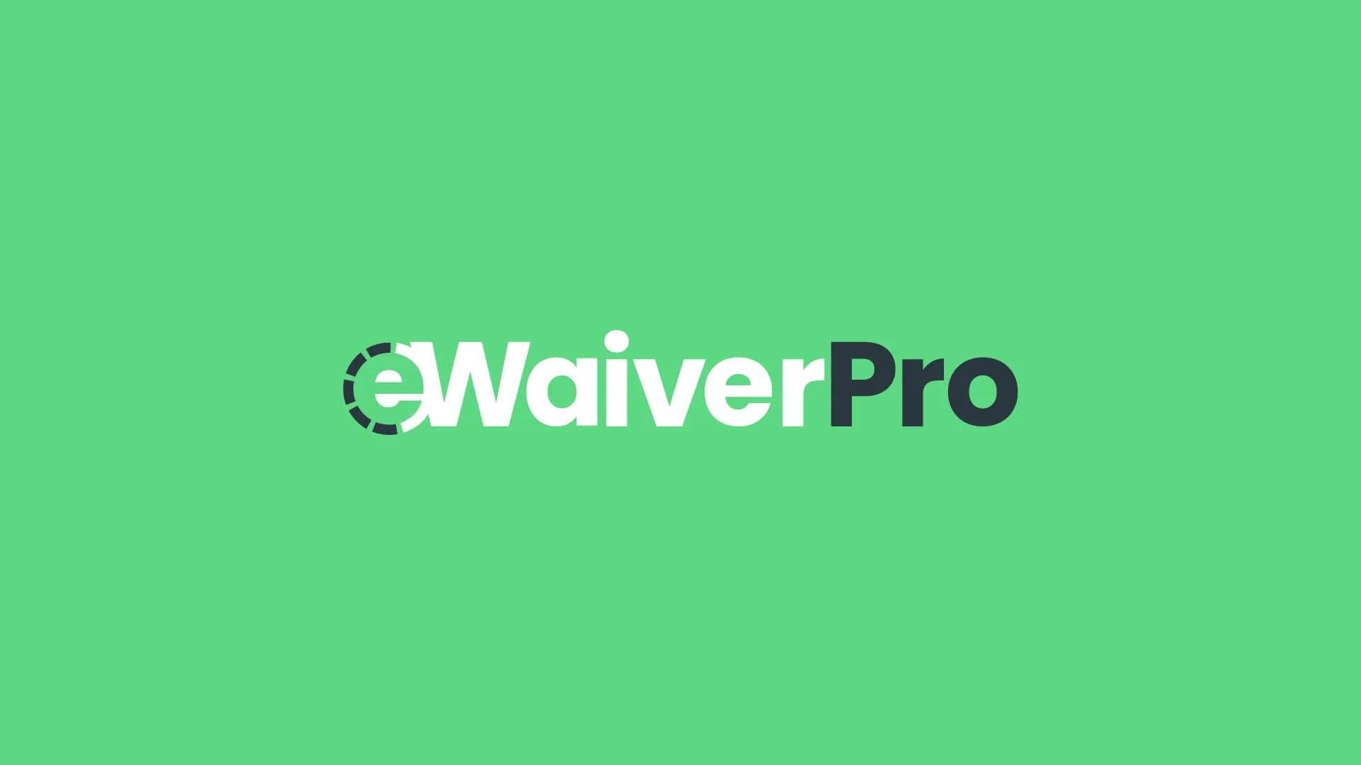 Green background with the eWaiverPro logo in white and black text
