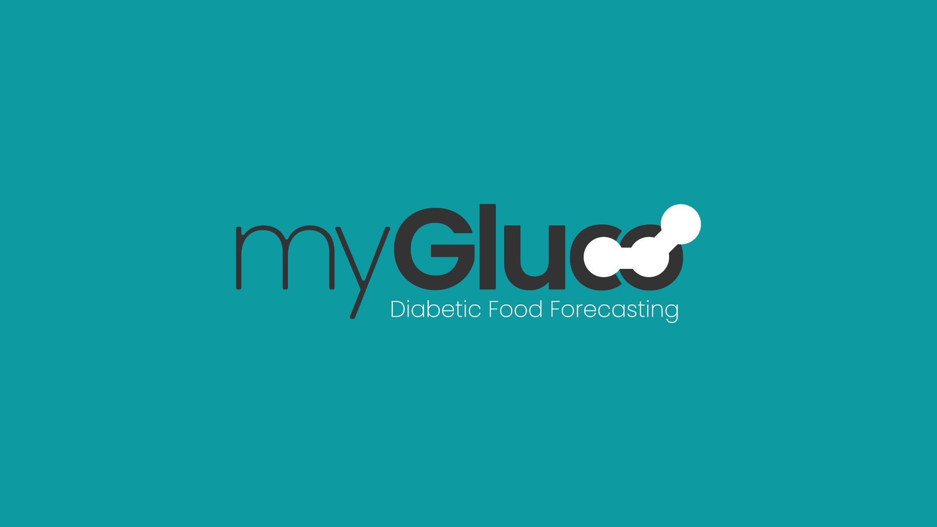 Logo for myGluco, a platform focused on diabetic food forecasting, with a teal background and stylized text.