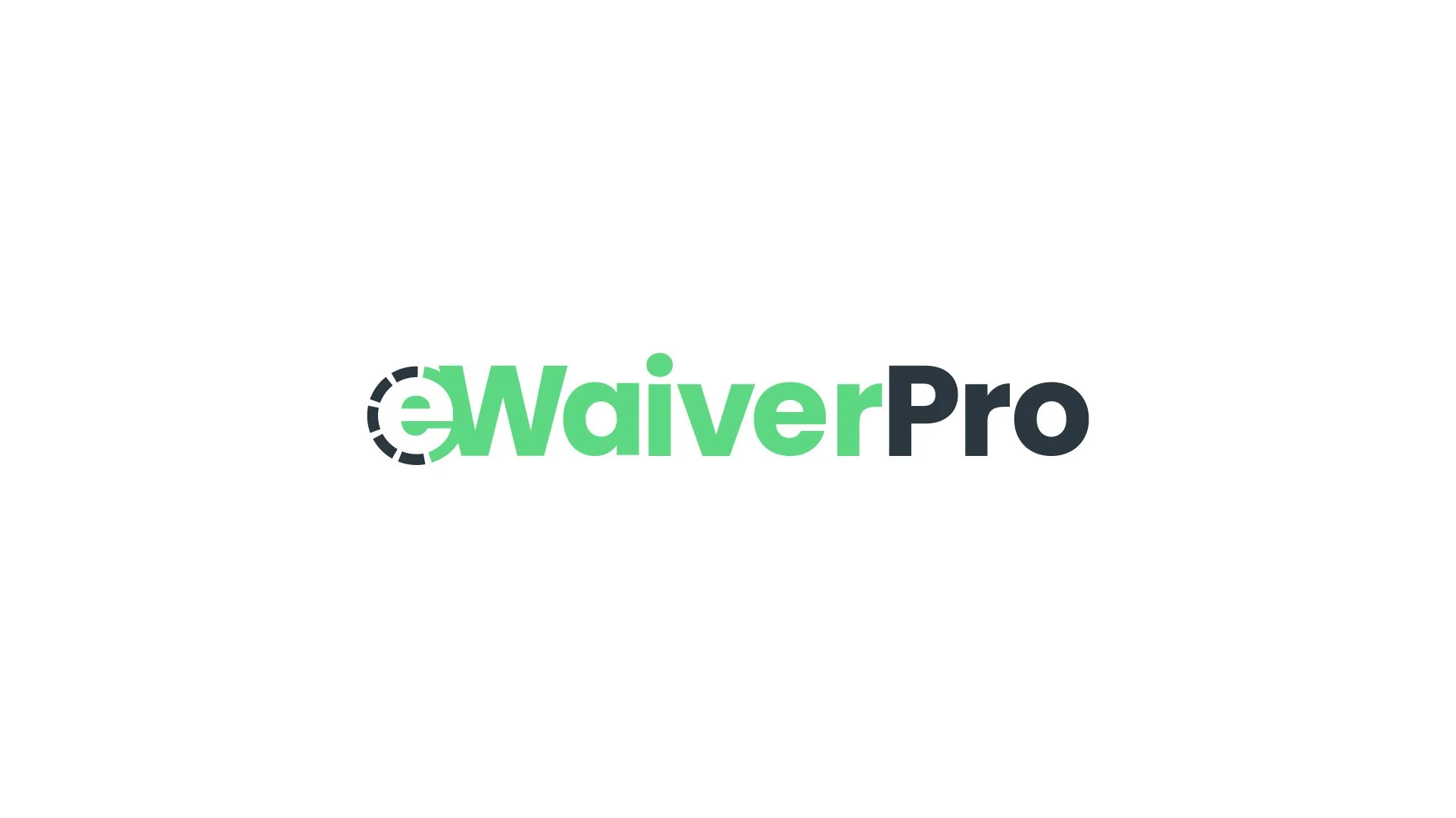 Logo for eWaiverPro with a stylized 'e' and circuit-like design in green and black.