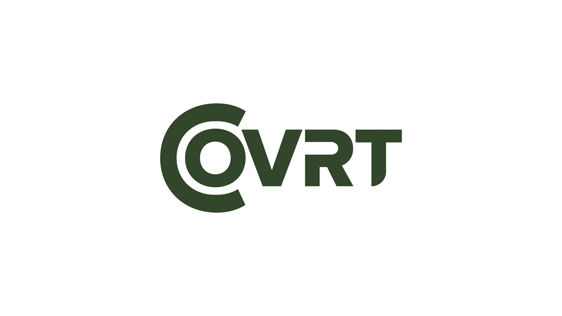 Logo with the word 'COVRT' in dark green uppercase letters on a white background.