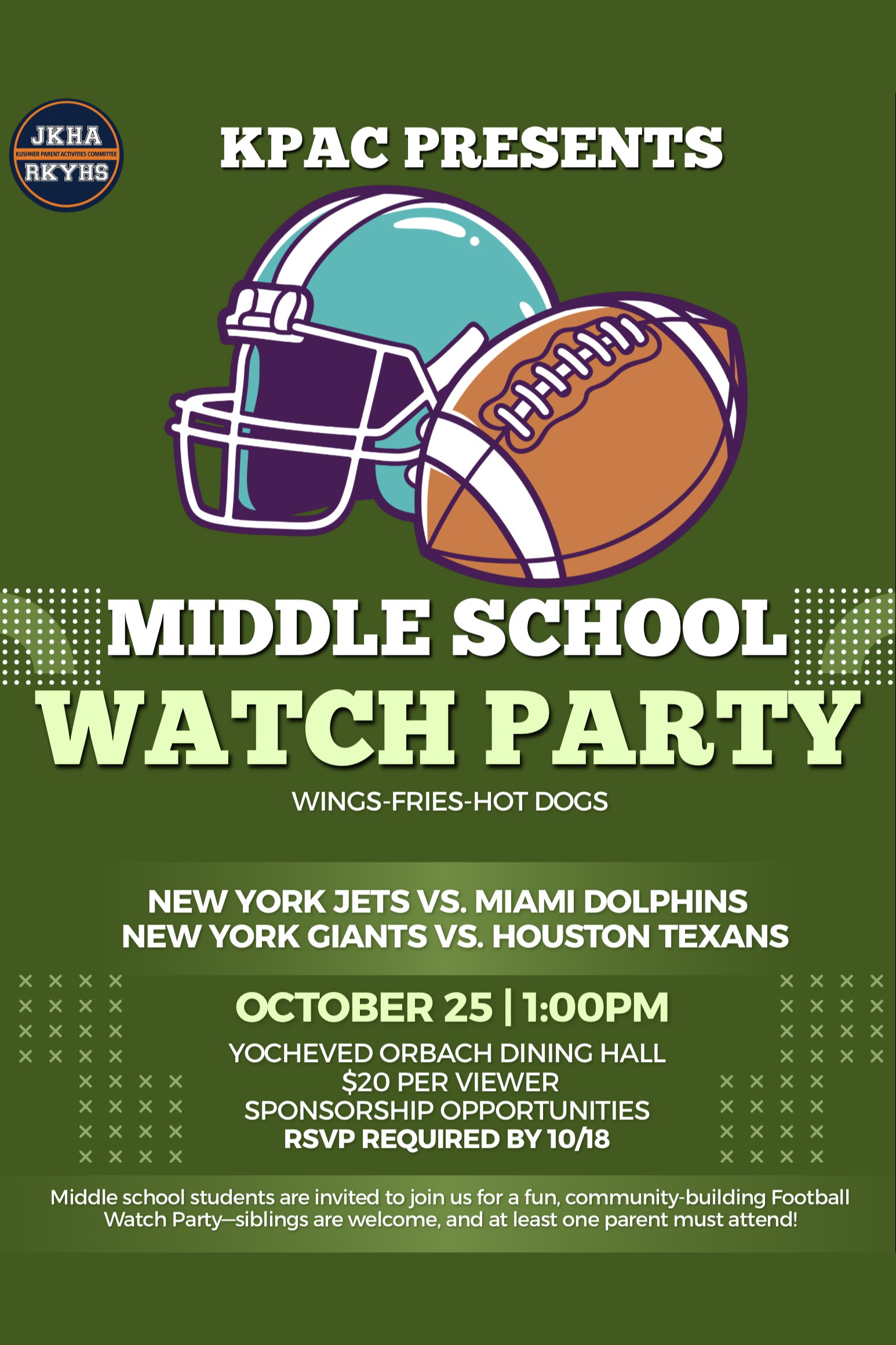 Middle School Football Watch Party