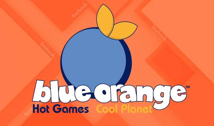 Logo for 'blue orange' with the tagline 'Hot Games Cool Planet,' featuring a stylized blue orange with yellow leaves on an orange background.