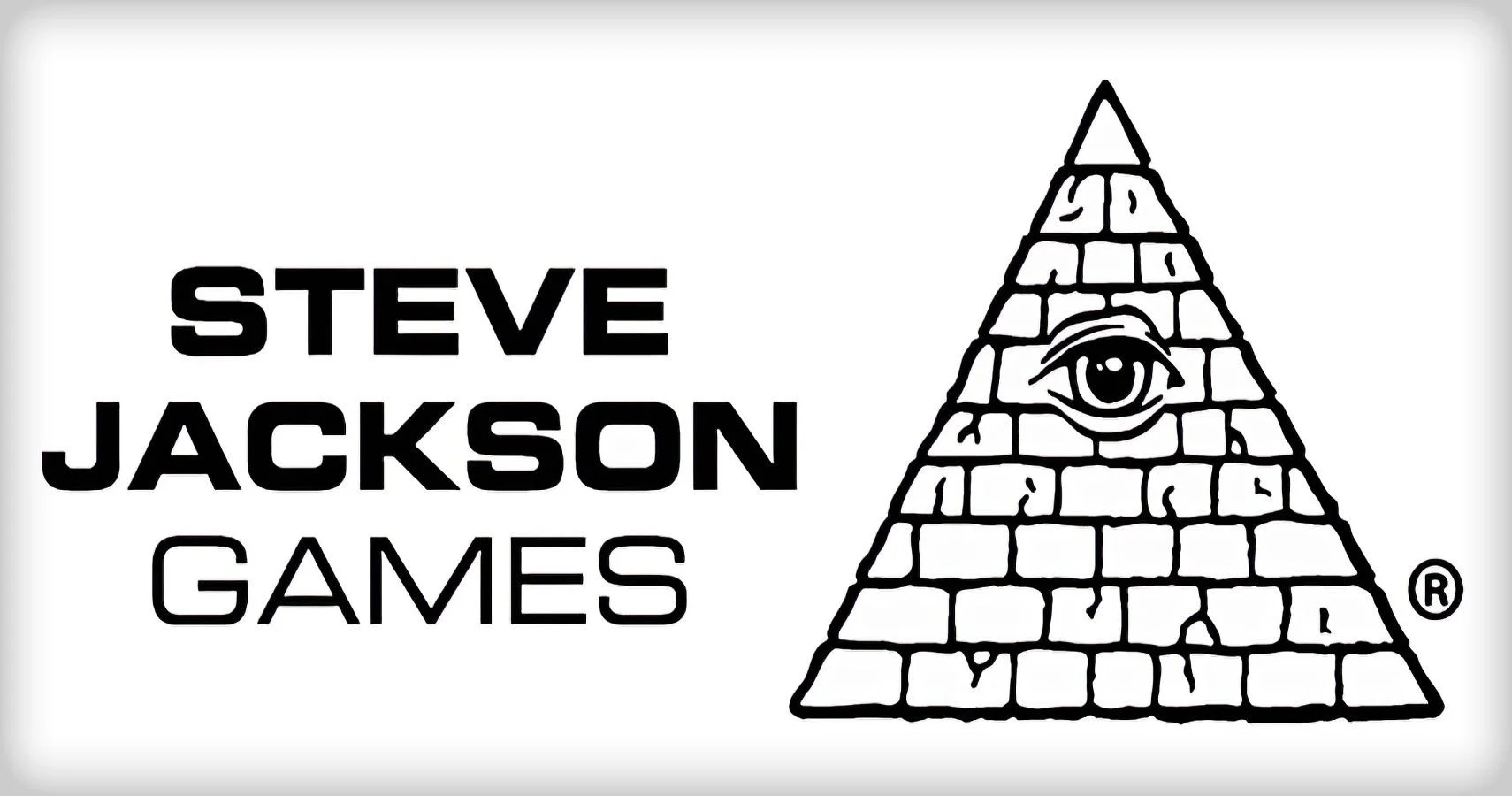 Black and white logo of Steve Jackson Games featuring a pyramid with an eye at the top.