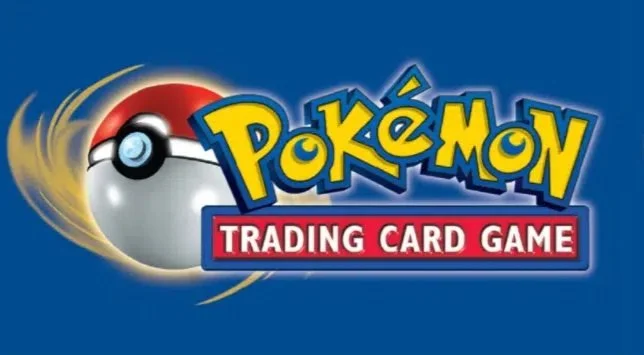 Pokémon Trading Card Game logo with a Poké Ball and a blue background.