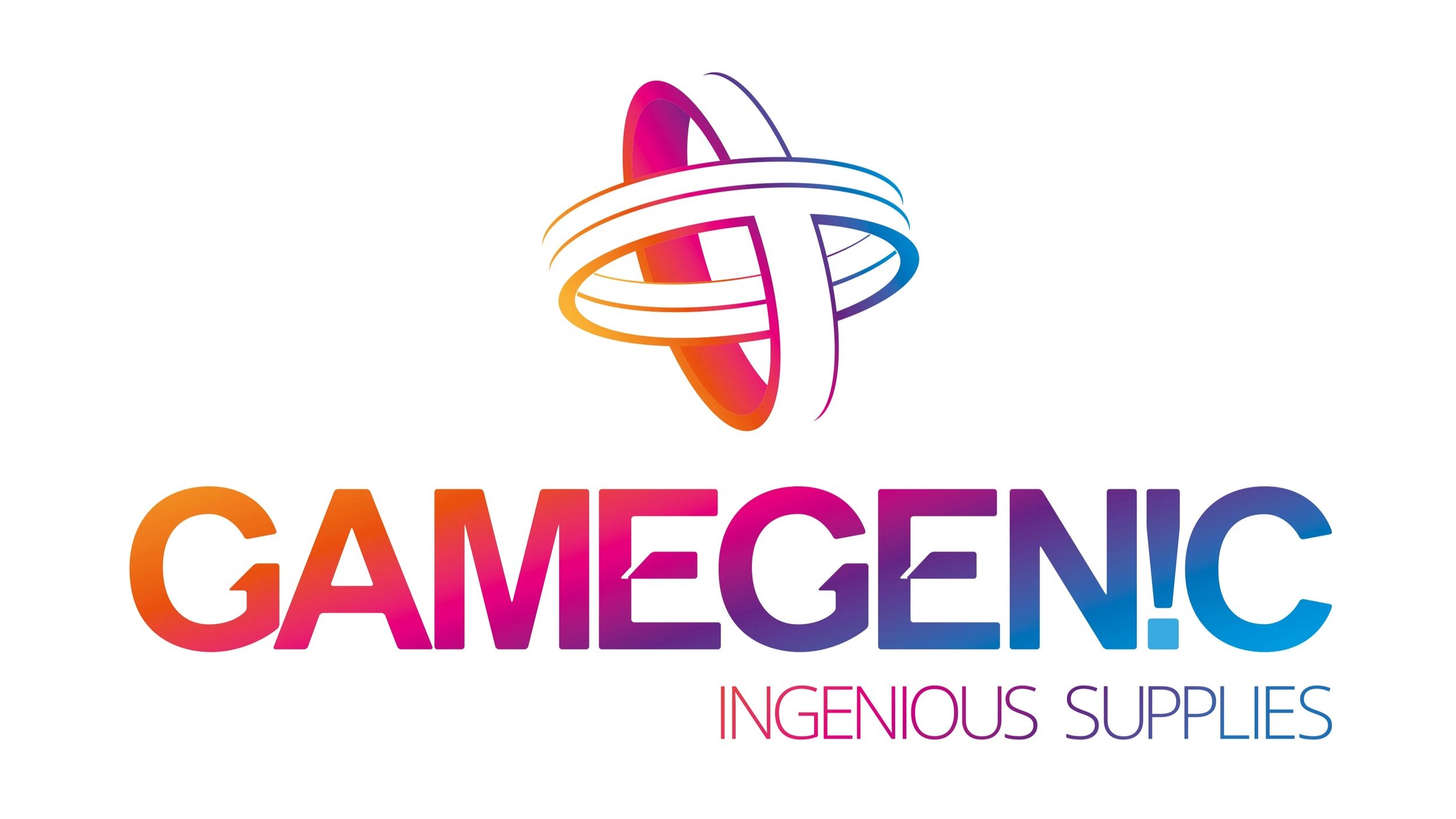 Colorful logo with a planet illustration above the words 'GAMEGENIC' in gradient colors, and the tagline 'INGENIOUS SUPPLIES' below in smaller text.