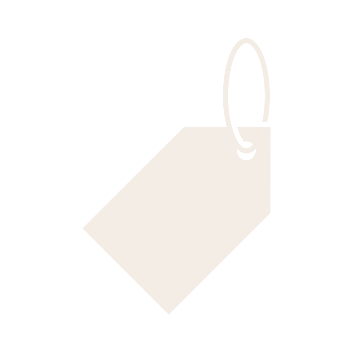 Black icon of a price tag with a hole at the top for attaching, on a black background.