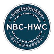 Seal of the National Board Certification in Health & Wellness Coaching with the text 'NBC-HWC' in the center