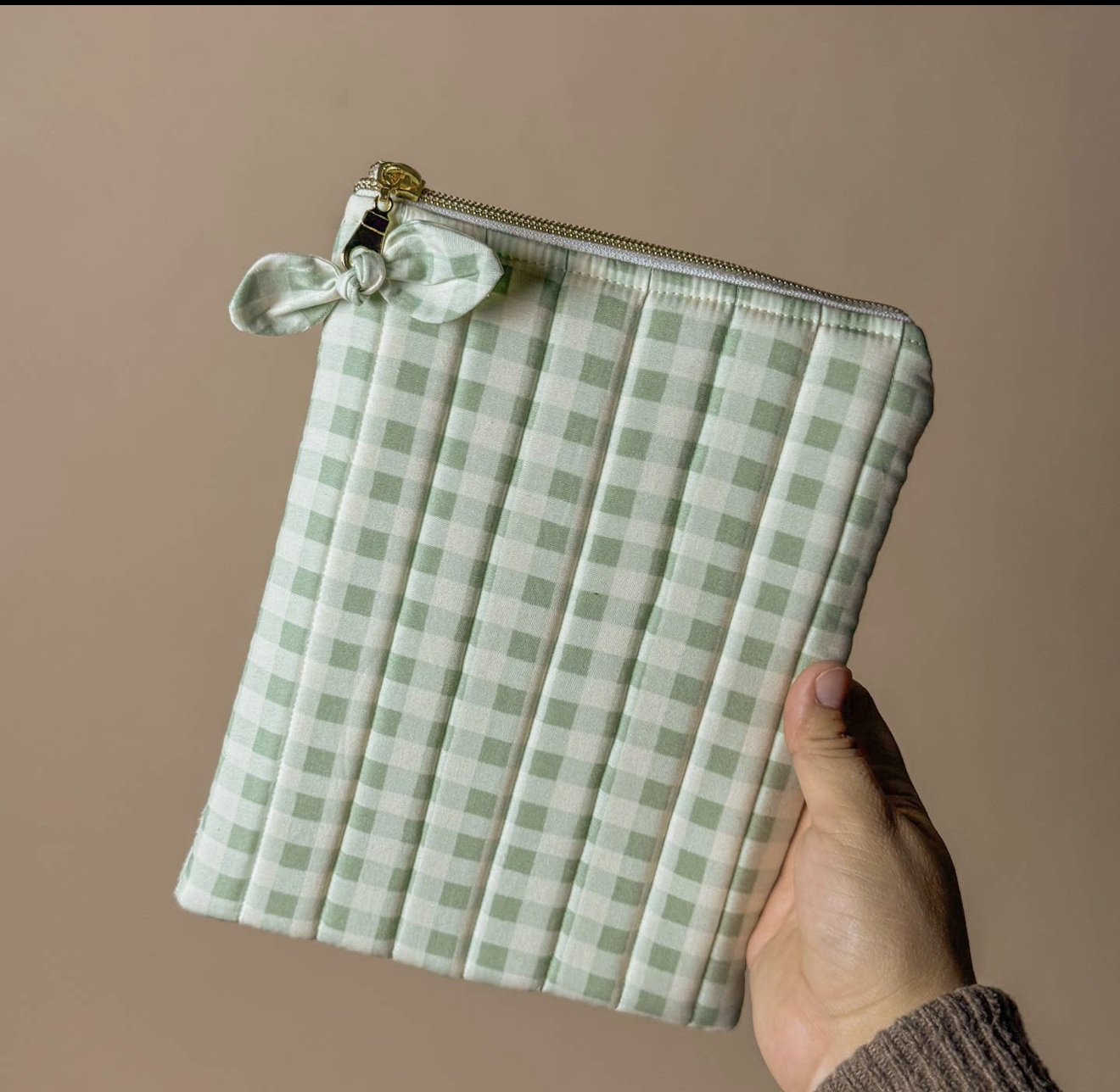 Handmade E-Reader Cover - Sage Gingham