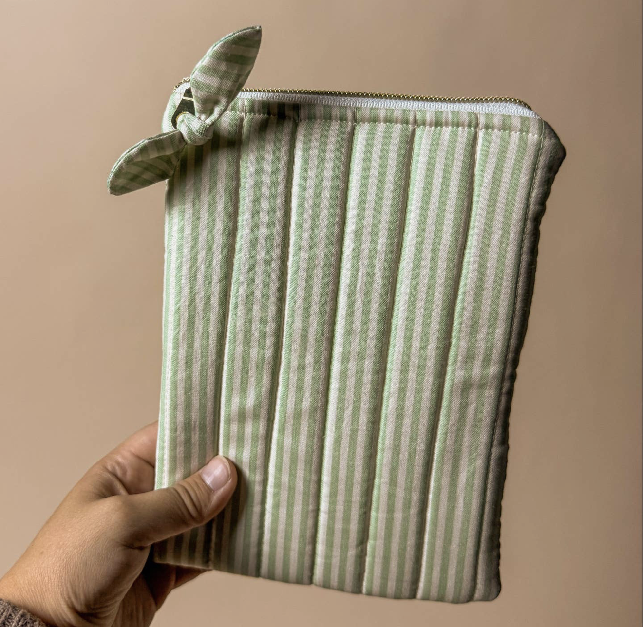 Handmade E-Reader Cover - Sage Stripe