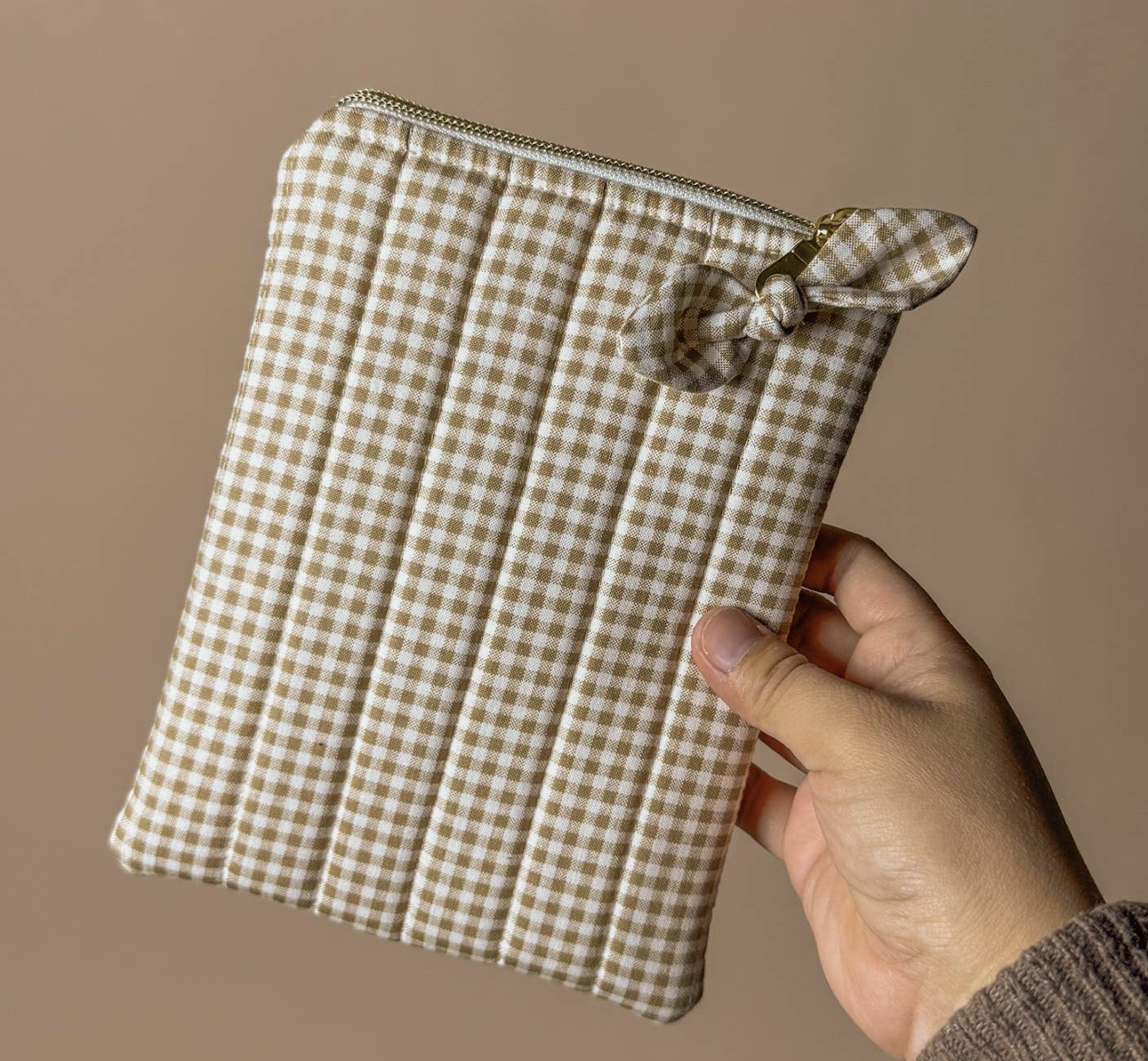 Handmade E-Reader Cover - Brown Gingham