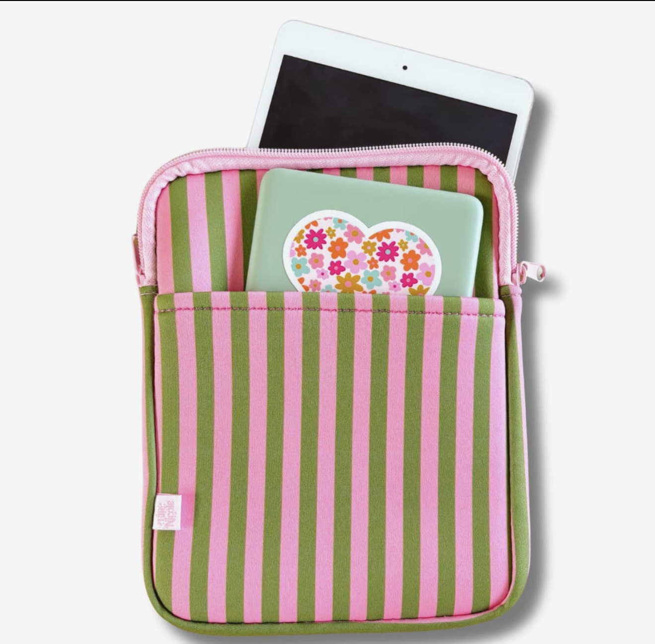 Kindle/E-Reader Sleeve - Pink & Green Stripes