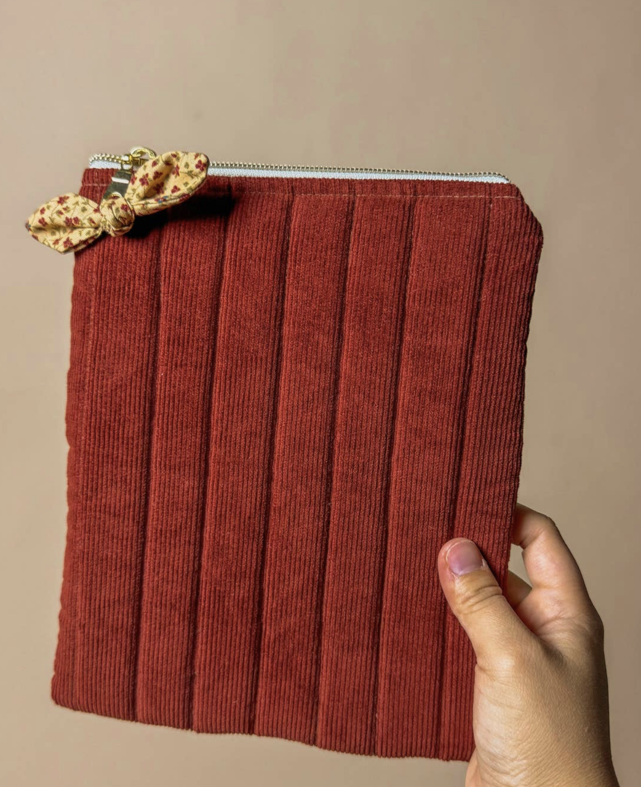 Handmade E-Reader Cover - Red Corduroy