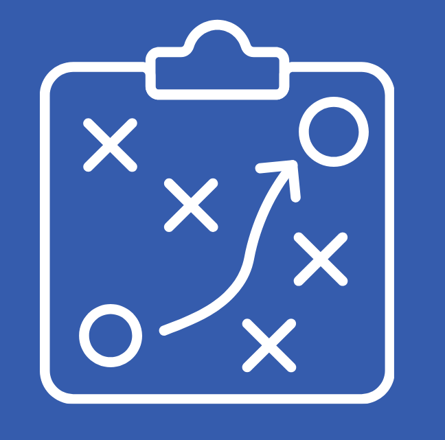 Outline of a sports strategy board with X's, O's, and an arrow showing a planned move.
