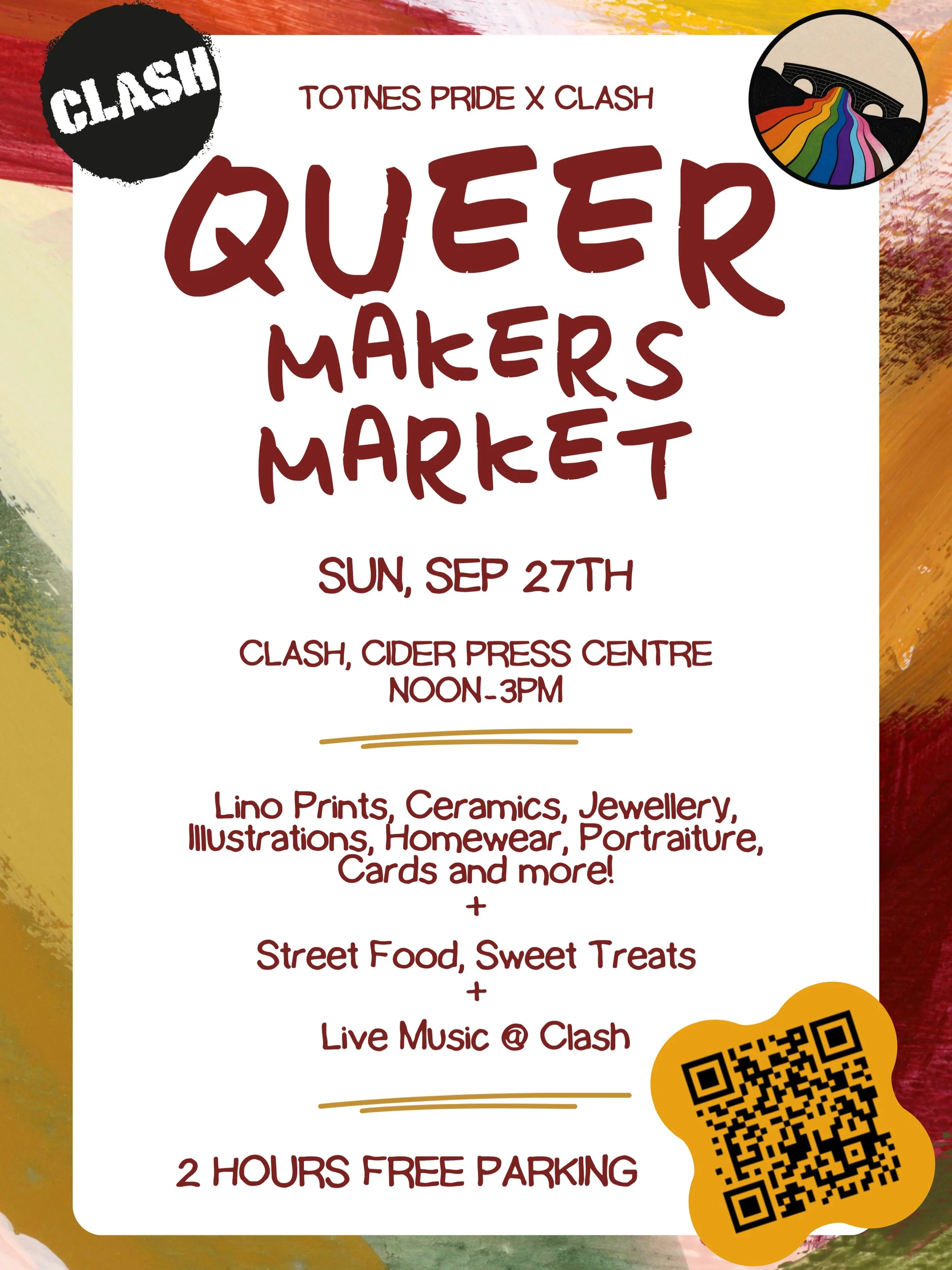 Get on down and support your local queer makers? What&rsquo;s a spot of rain when you&rsquo;re glowing from Queer Joy? There will be amazing stalls, hot food, cold drinks and live music. See you at the Cider Press center from noon! (Free parking avai