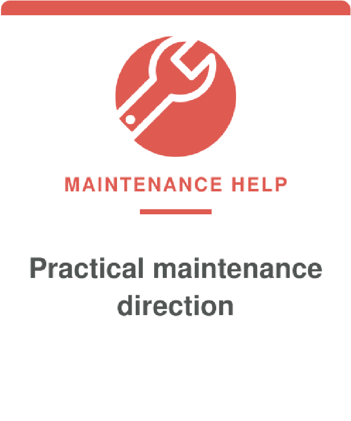A sign for maintenance help with a wrench icon, titled 'Maintenance Help', indicating practical maintenance direction.