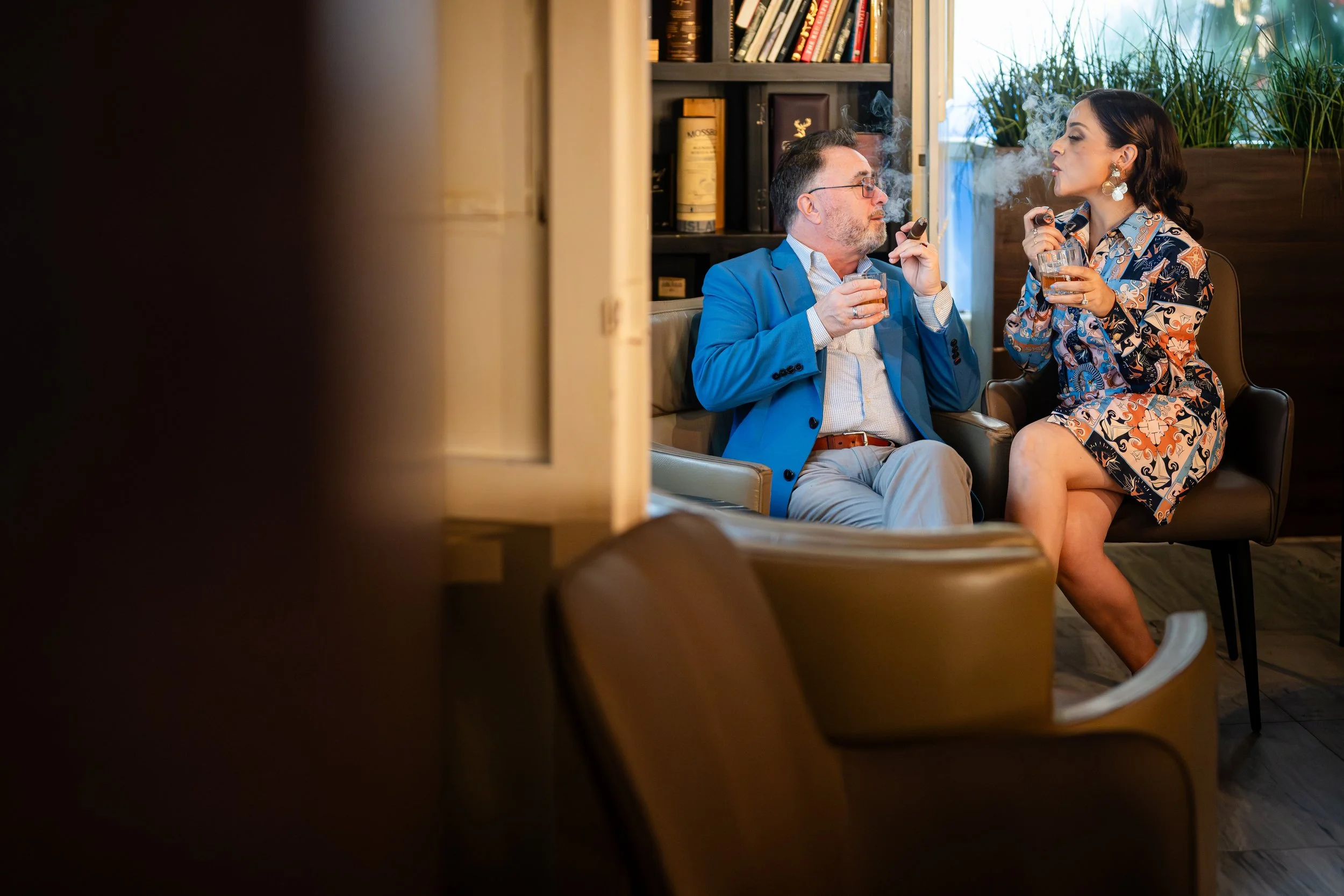 Smoking a cigar in a lounge in Montecristo, San Juan Puerto Rico