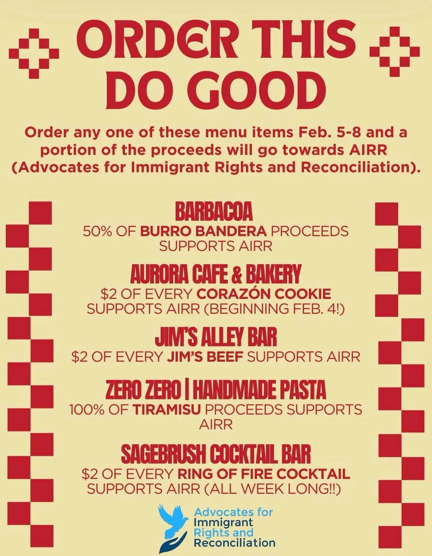 Honored to help the fight with @airr_kc @_t.shane ✊ $2 from each 𝖗𝖎𝖓𝖌 𝖔𝖋 𝖋𝖎𝖗𝖊* goes directly towards immigrant rights through February 8th so come on down, and get some! 

* Rums, artichoke amaro, salted nana piloncillo
