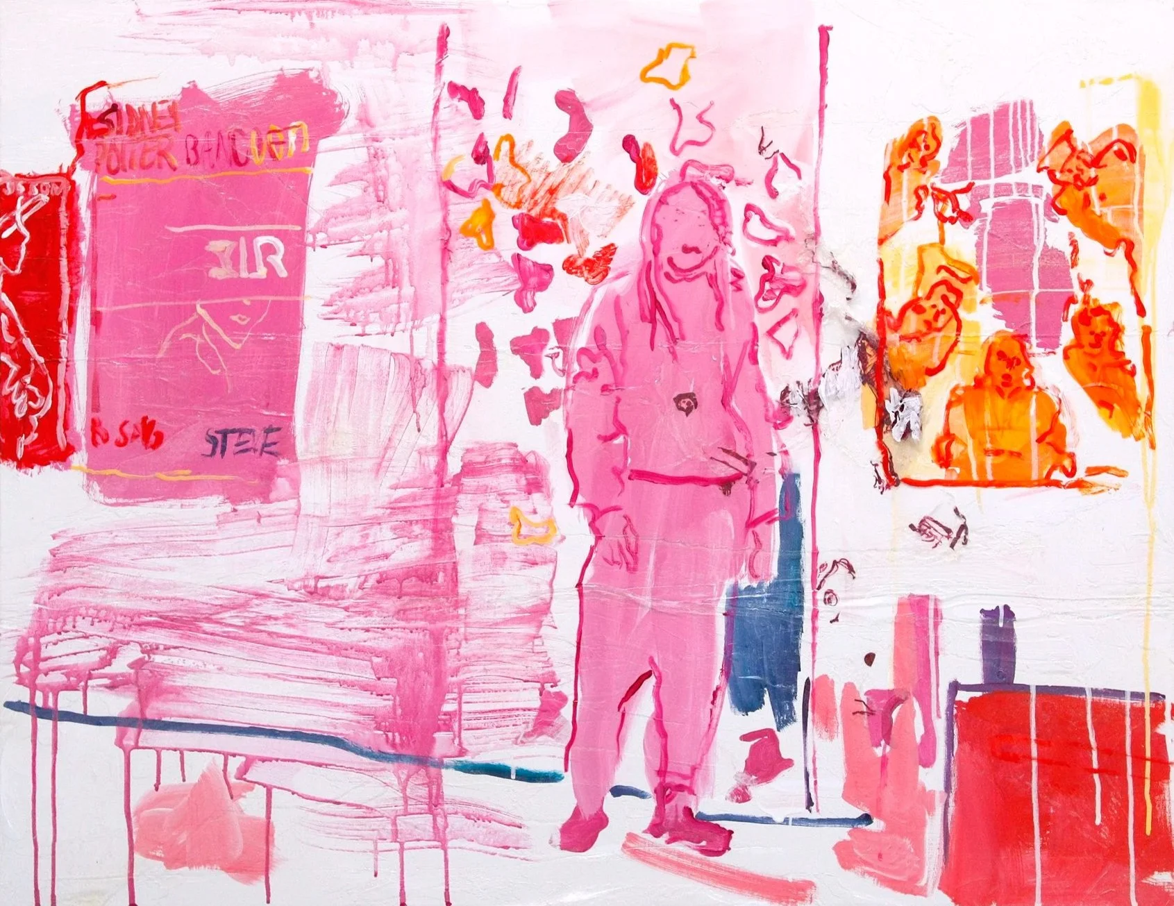  Martine Syms in Her Studio 2 , 2019 
Acrylic and paint skins on canvas 
28 × 36 in.