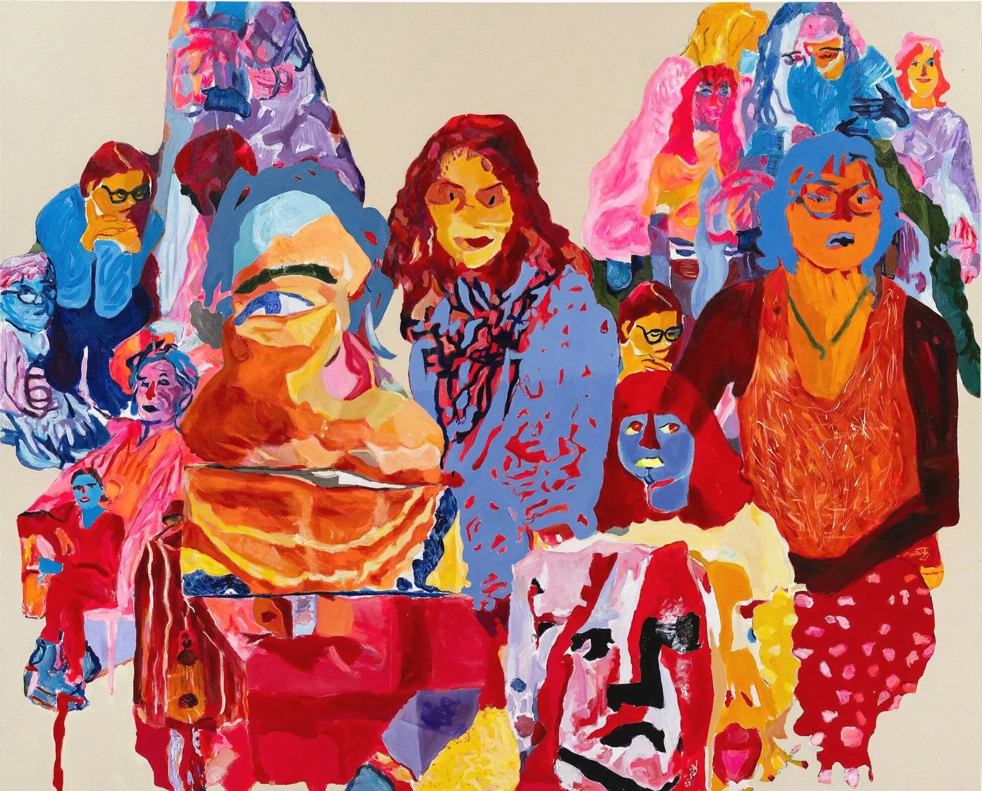 Mysterious Methods of Greedy Protagonists, 2023 | Acrylic and Flashe on canvas | 64 x 78 in.