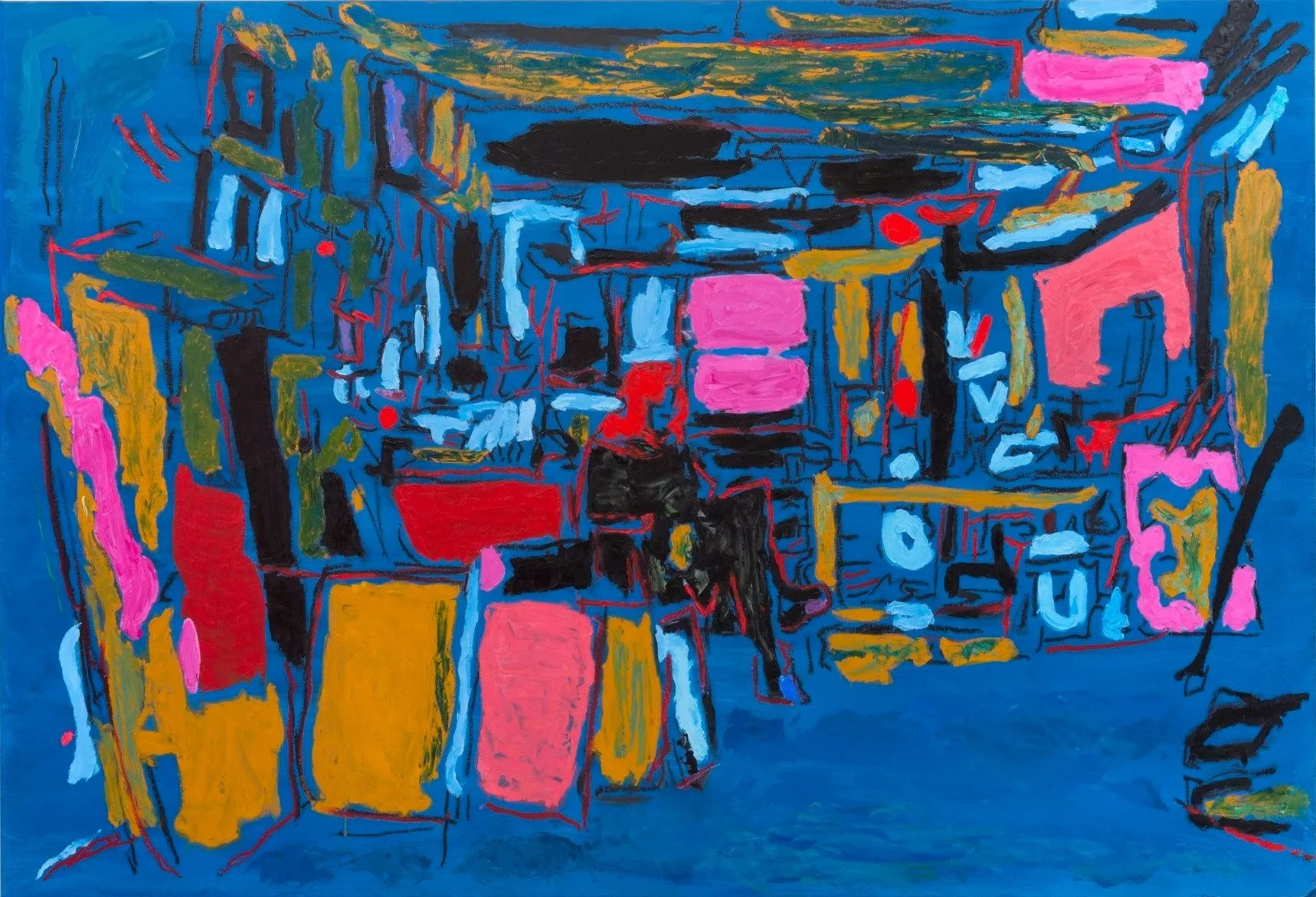 Molly in Her Studio, 2016 | Flashe and oil on canvas | 69 in x 98 in.