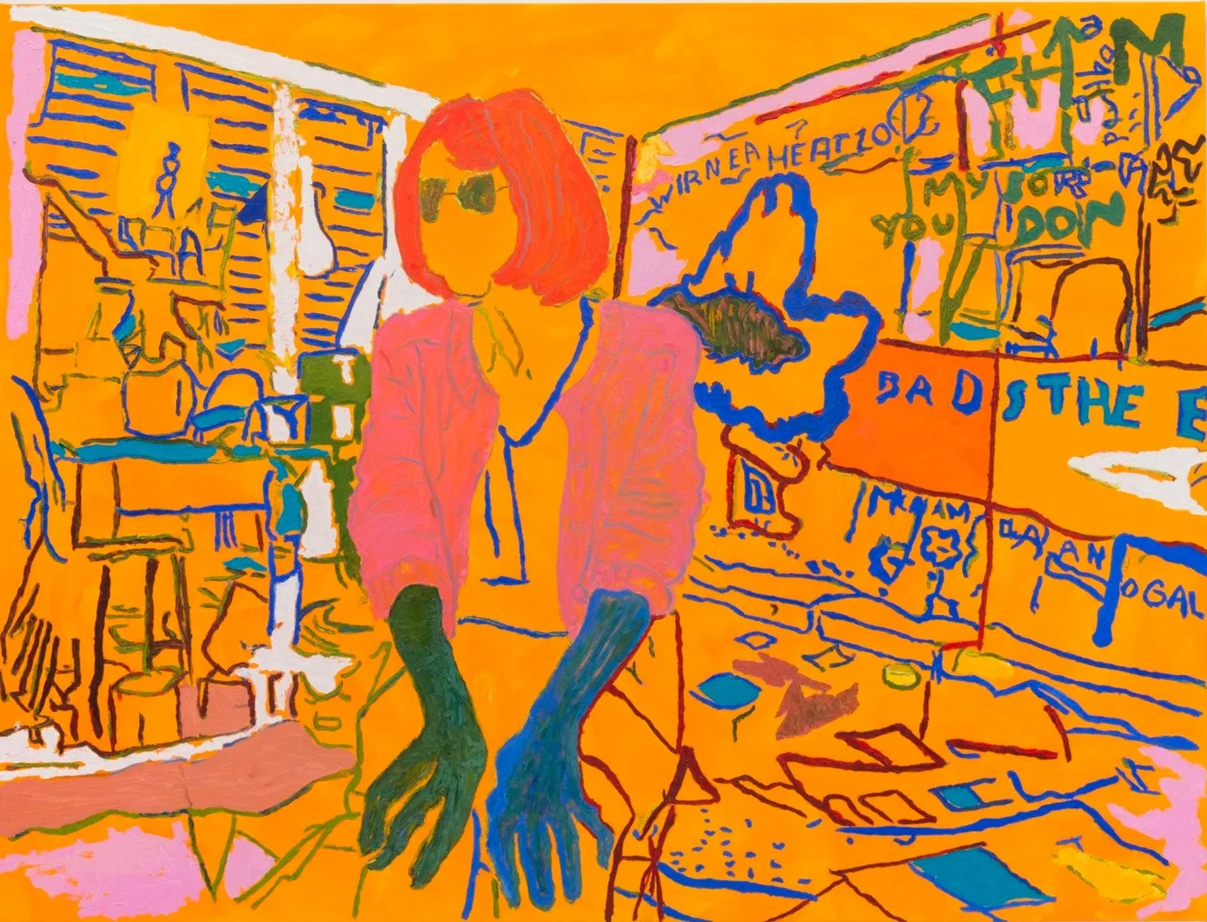 Rose in Her Studio, 2016 | Flashe and oil on canvas | 65 in x 86 in.