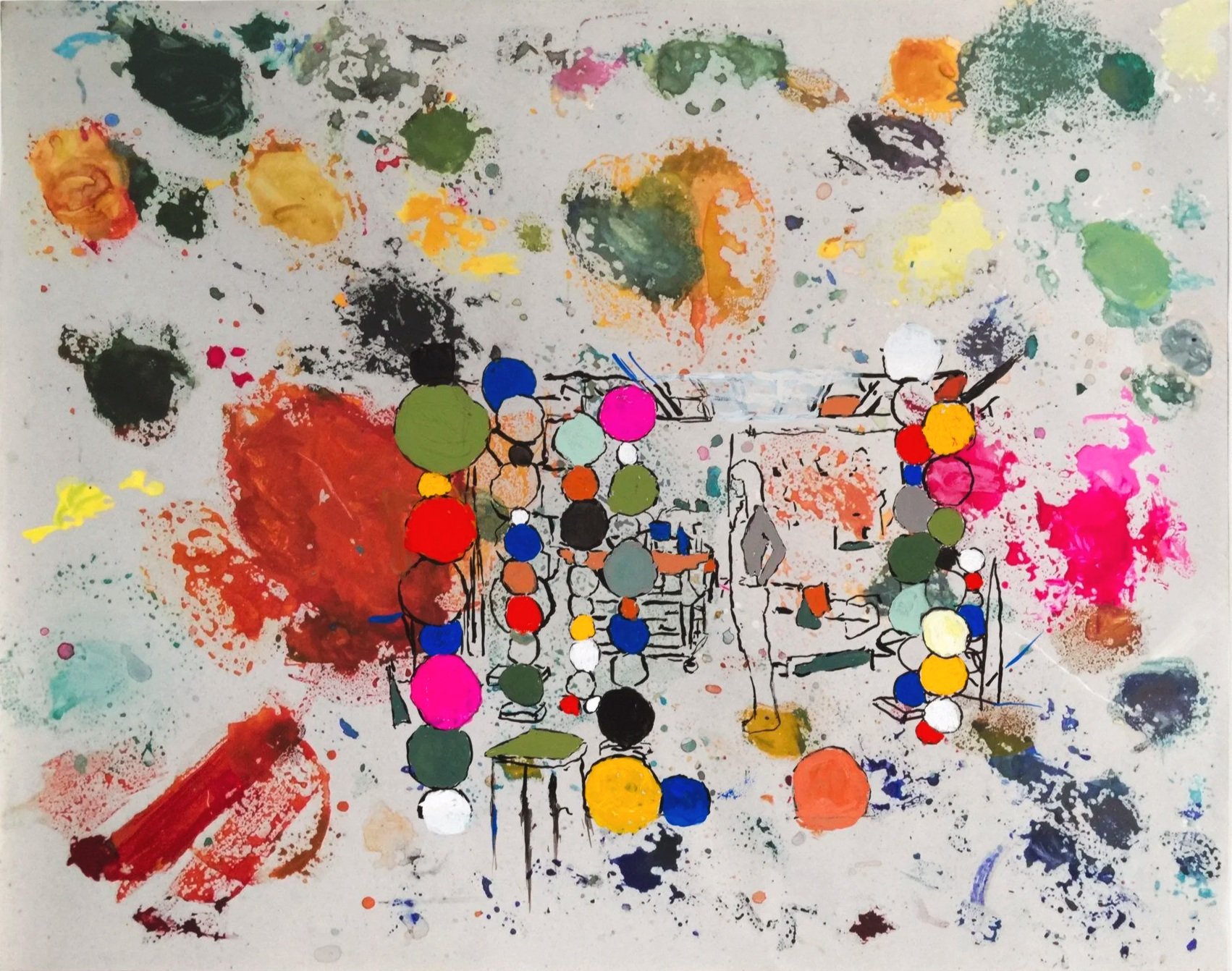 Annie in Her Studio 2, 2016 | Ink and gouache on paper | 17 in x 22 in.