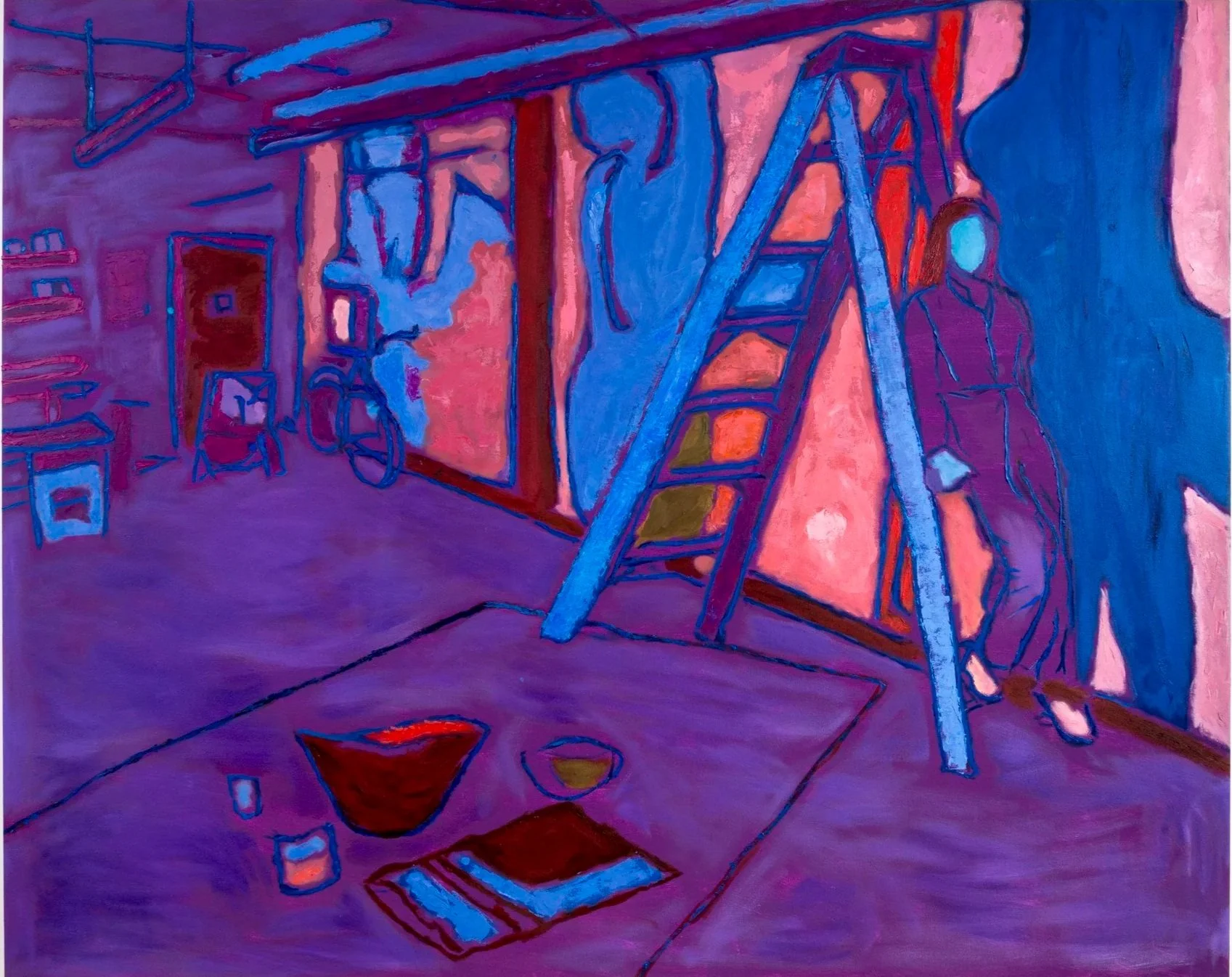 Rita in Her Studio, 2015 | Flashe and oil on canvas | 64 in x 80 in.
