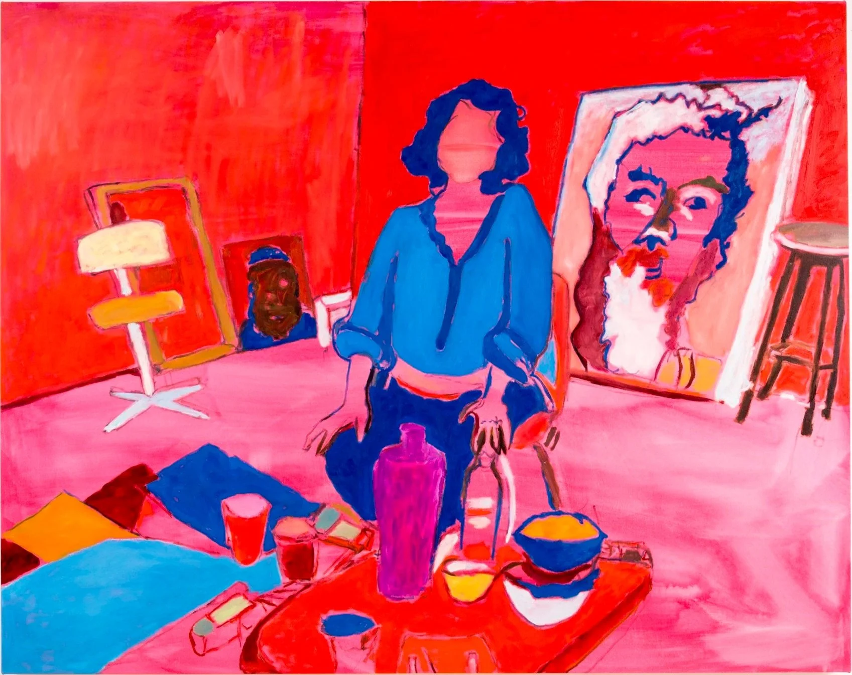 Marlene in Her Studio, 2015 | Flashe and oil on canvas | 64 in x 80 in.